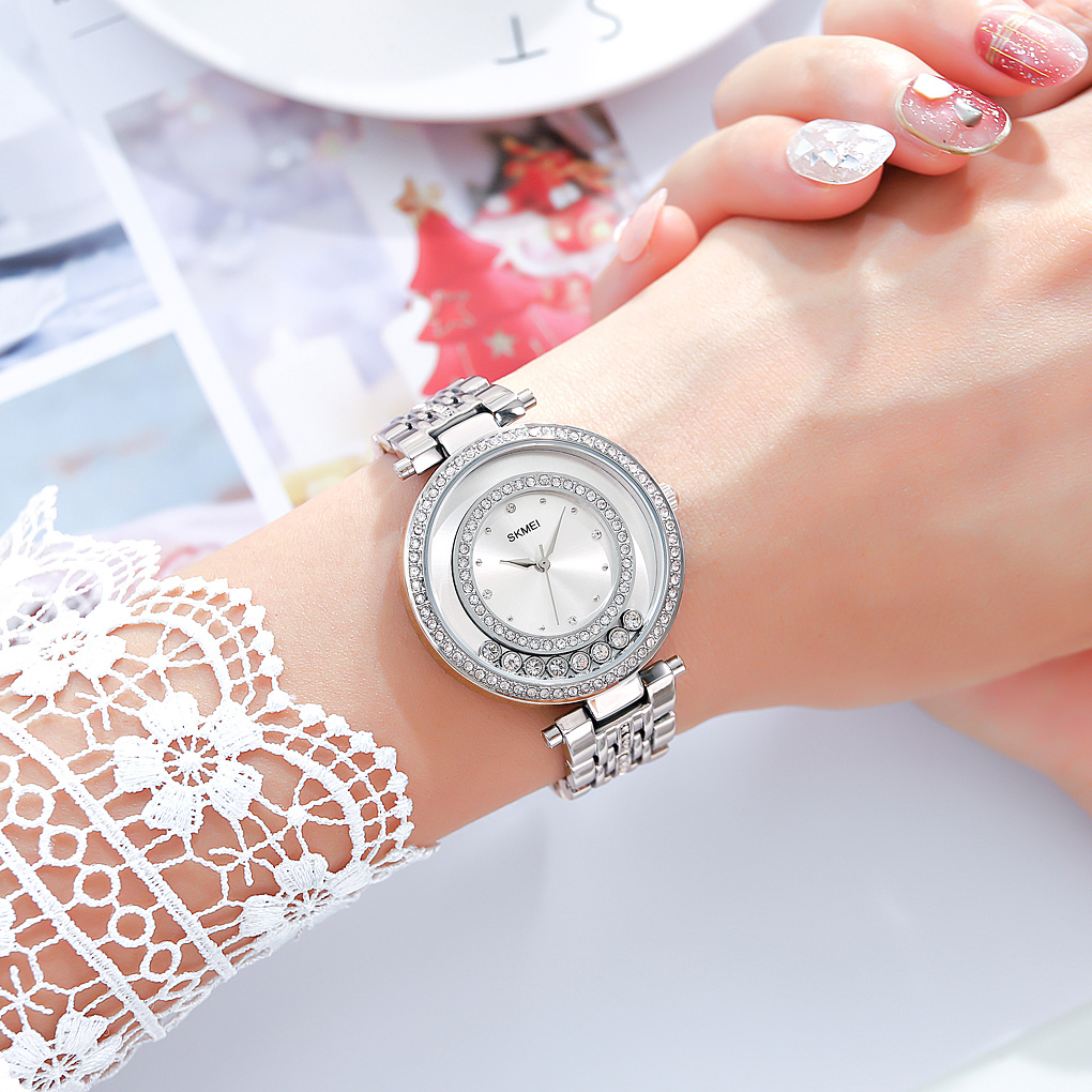 metal band diamond ladies watch