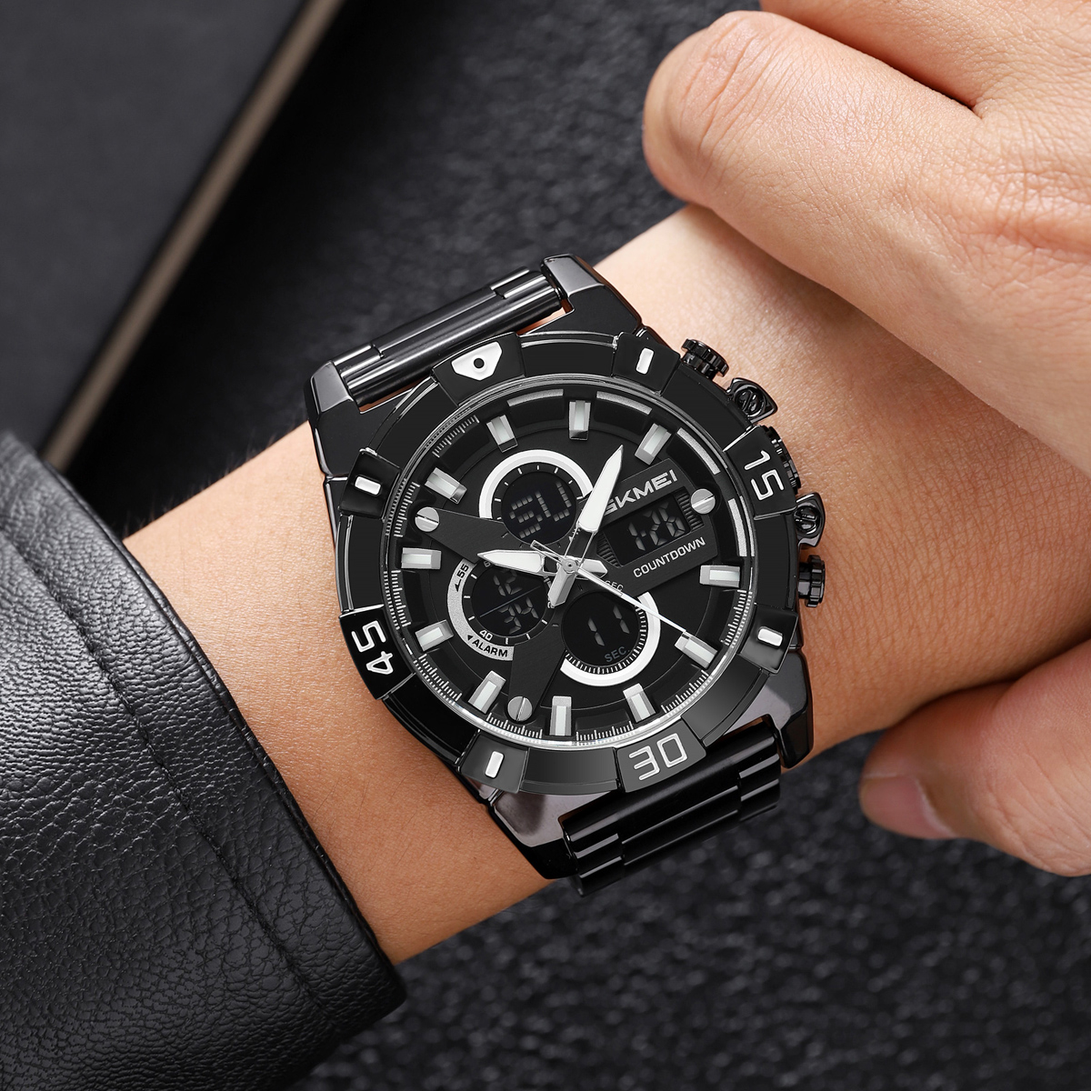 genuine leather mens watch