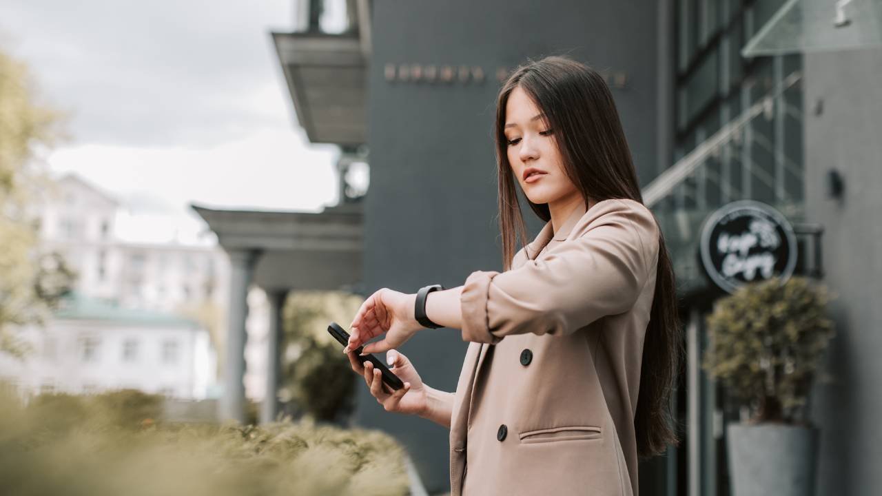 leather band digital watch