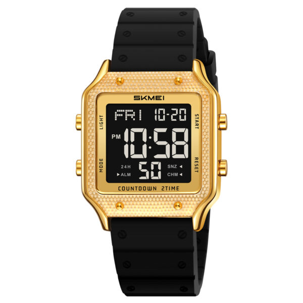 SKMEI 2526 Modern Square Digital Watch Zinc Alloy Case Silicone Strap 3ATM