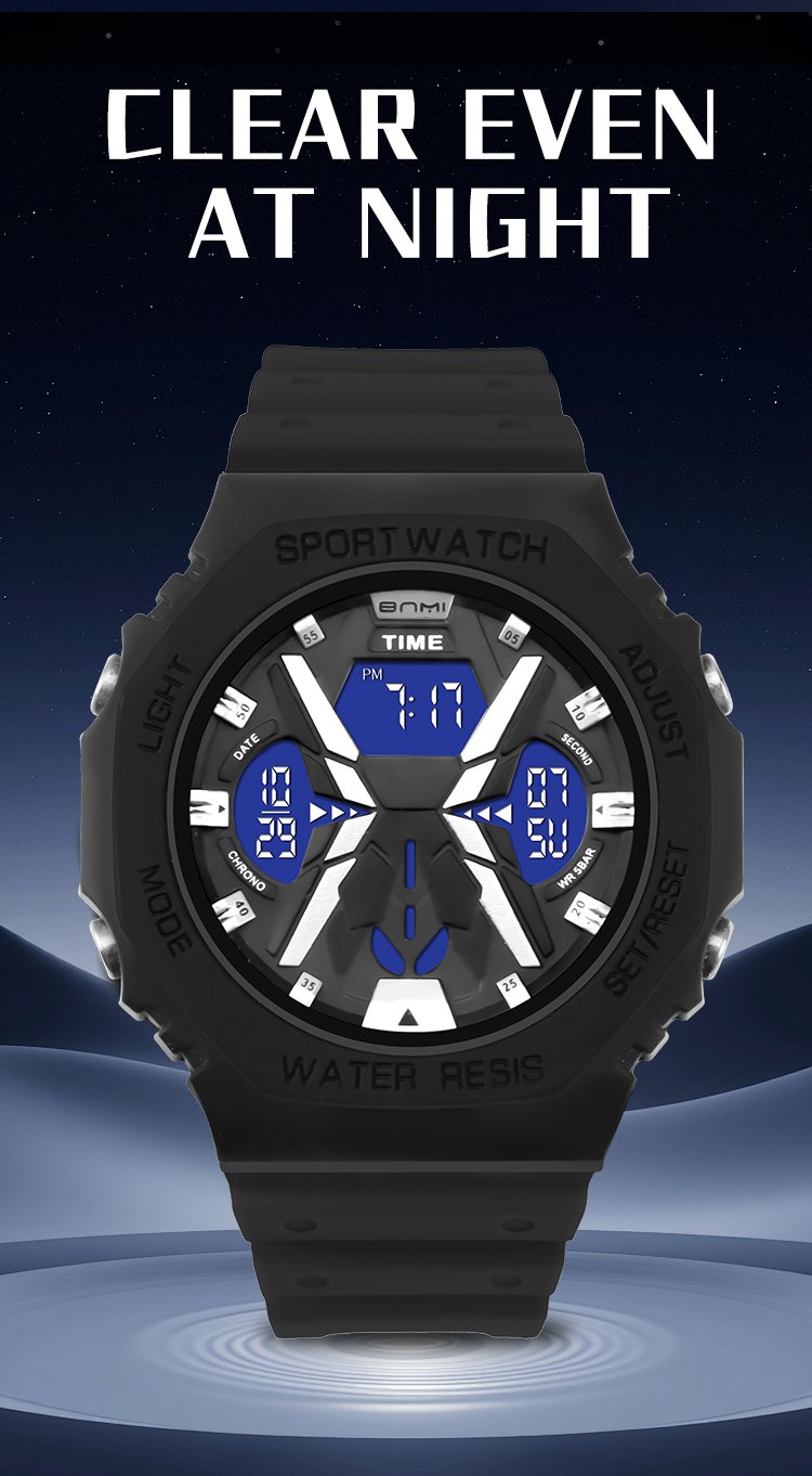 BNMI 2023G-B Analog Digital Watch with Alarm and IP67 Rating 3 analog digital wrist watch with alarm 3