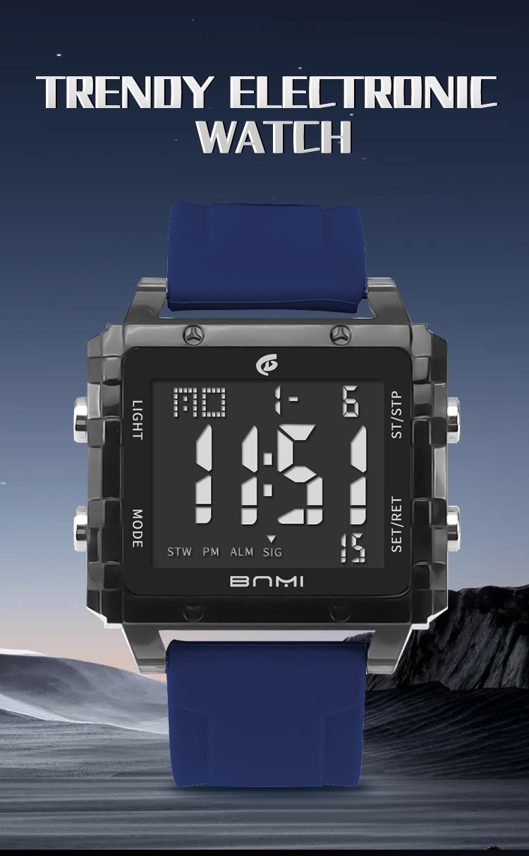 bnmi rectangular alarm wrist watch 1