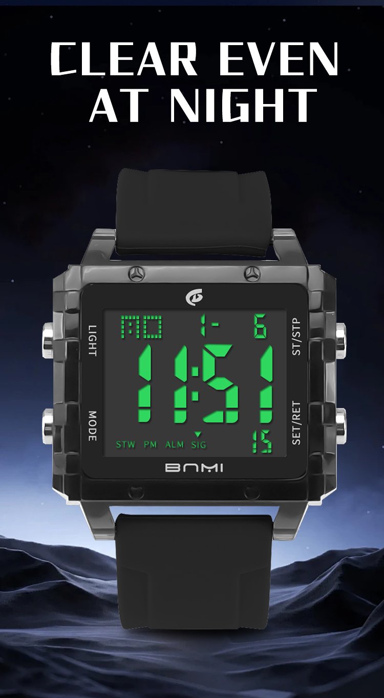 bnmi rectangular alarm wrist watch 3