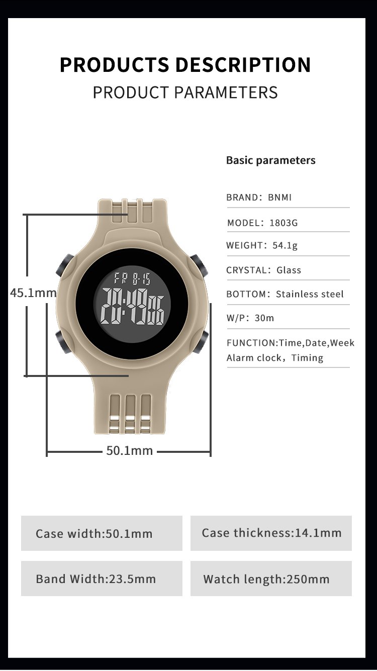BNMI 1803G Rugged Digital Sports Watch with IP67 Protection 6 bnmi rugged digital watch 6