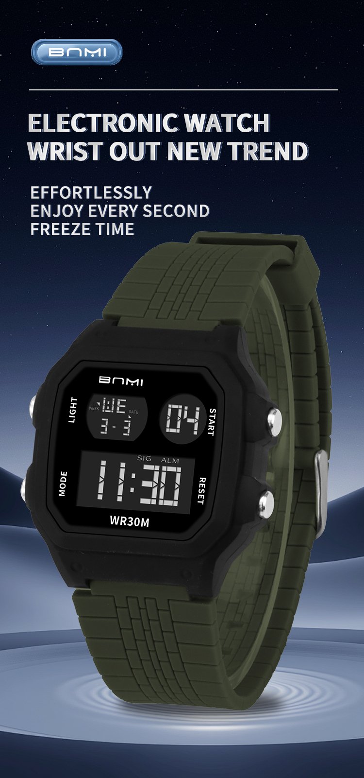 octagonal digital wrist watch 1